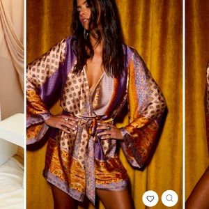 12th Tribe GOLD STANDARD MULTICOLORED KIMONO DRESS in size XS